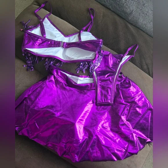 Shimmering Purple Bikini Set - Festival/Rave Outfit #765 - Picture 3 of 9